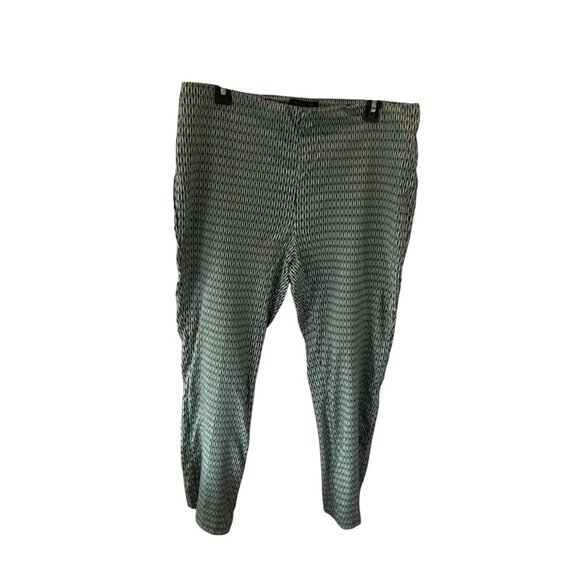 Rachel Zoe Slim Fit Pants Green Geometric Print Size 14 Mid Rise Trousers - Picture 5 of 5